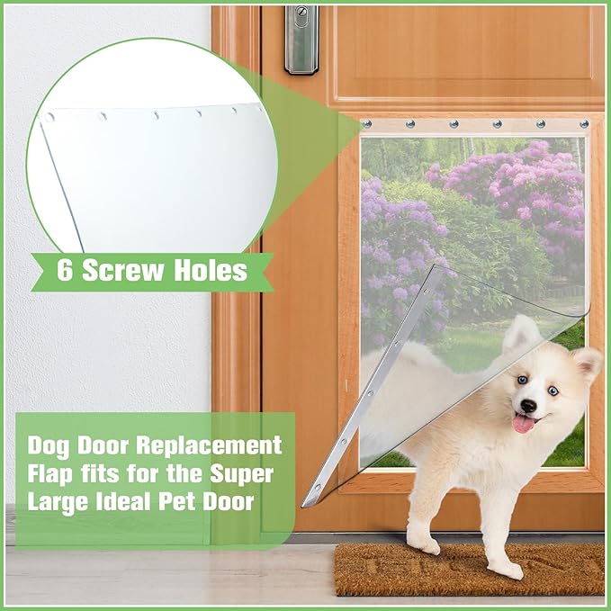 Ripeng 1 Pcs Dog Door Replacement Flaps 15 x 23.5 Inch Compatible with Dog Door Model DSRWSL, Fit Dogs up to 120 lbs, Clear Flexible Weatherproof Pet Supplies Home Flap, Easy to Install