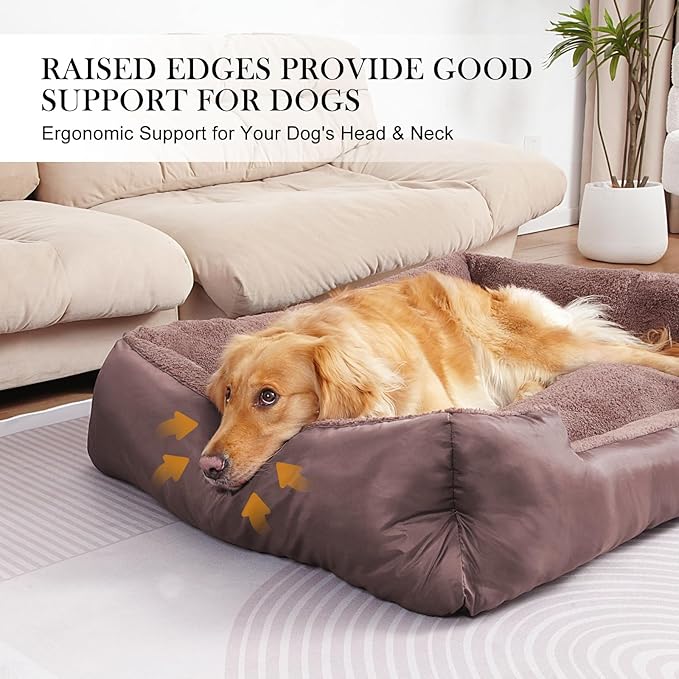 Dog Beds Large Sized Dog - Extra Thick Supportive Dogs Couch, Extra Large Comfort Pet Bed Sofa with Soft Plush Sherpa and Nonskid Bottom