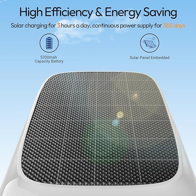 2.4G/5G WiFi Camera for Home Security with Embedded Solar Panel, 2.5K Solar Security Camera Wireless Outdoor with Color Night Vision, 2-Way Talk, Siren,IP66, Cloud/SD, AI Detection, W/Alexa