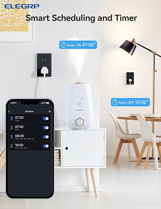 ELEGRP Smart Plug, Smart in-Wall Outlet Compatible with Alexa and Google Assistant, 2.4GHz Wi-Fi Smart Receptacle with Energy Monitoring, No Hub Required, UL Listed, Black, 1 Pack