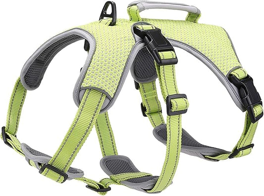 BELPRO Multi-Use Support Dog Harness, Escape Proof No Pull Reflective Adjustable Vest with Durable Handle, Dog Walking Harness for Big/Active Dogs (Green, M)