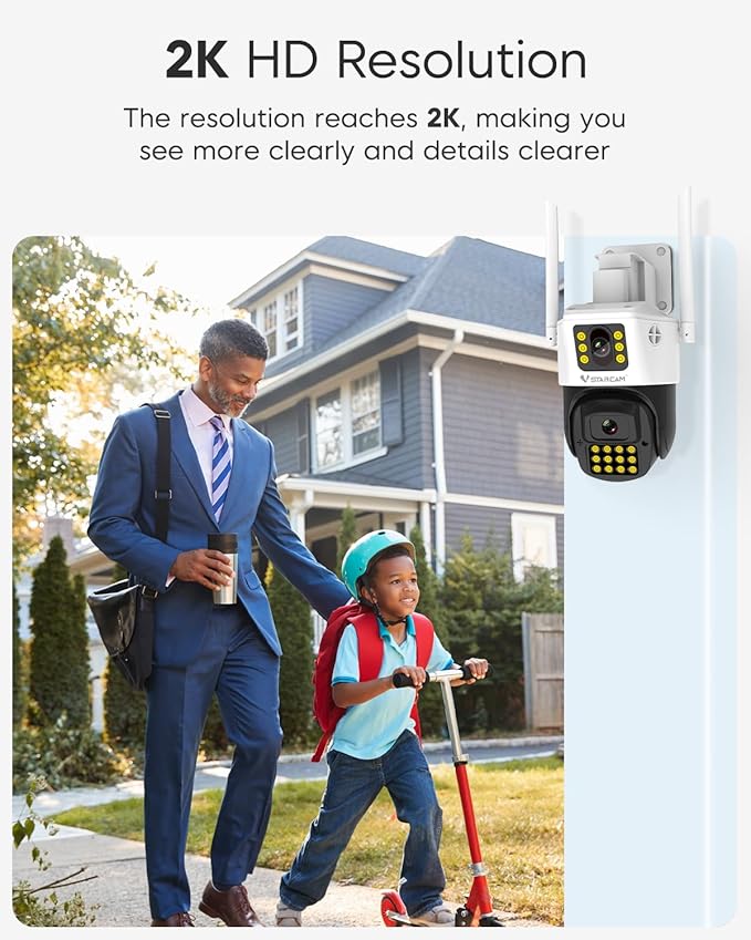 VSTARCAM 3MP+3MP Security Cameras Wireless Outdoor, 2K Dual Camera, 360° Pan & Tilt, Custom Alarm Sound, Full Color Night Vision, 2-Way Audio, 2.4GHz WiFi, PIR Motion Sensor,Real Time Notifications