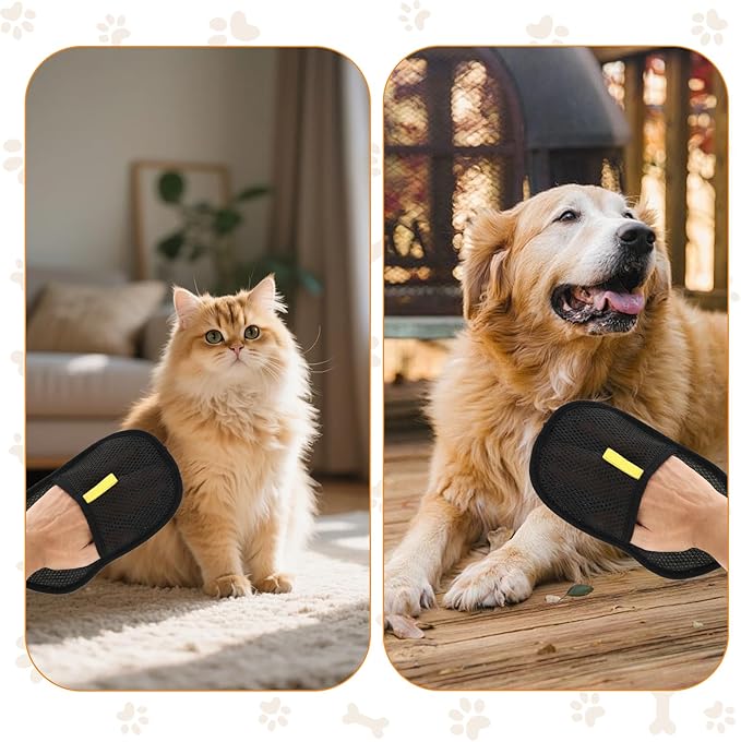 6 Pcs Pet Double Sided Grooming Gloves,Static Removal Gloves for Pet Hair,Multi-Function,For Washing,Hair Removal,Beauty,Bed Sheets,Sofa,Clothes,Suitable for Cats and Dogs