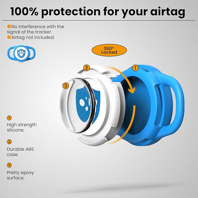 Waterproof AirTag Dog Collar Holder for Apple Tracker Blue