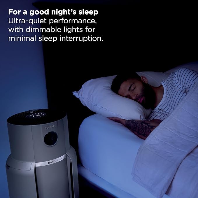 Shark Air Purifier for Home, NeverChange Max, 1,300 sq. ft. for Large Room, Kitchen, Home Office, HEPA-Exceeding Filter, Captures Pollutants, Pet Dander, Dust, Odor, Smoke, and More, HP301, Grey