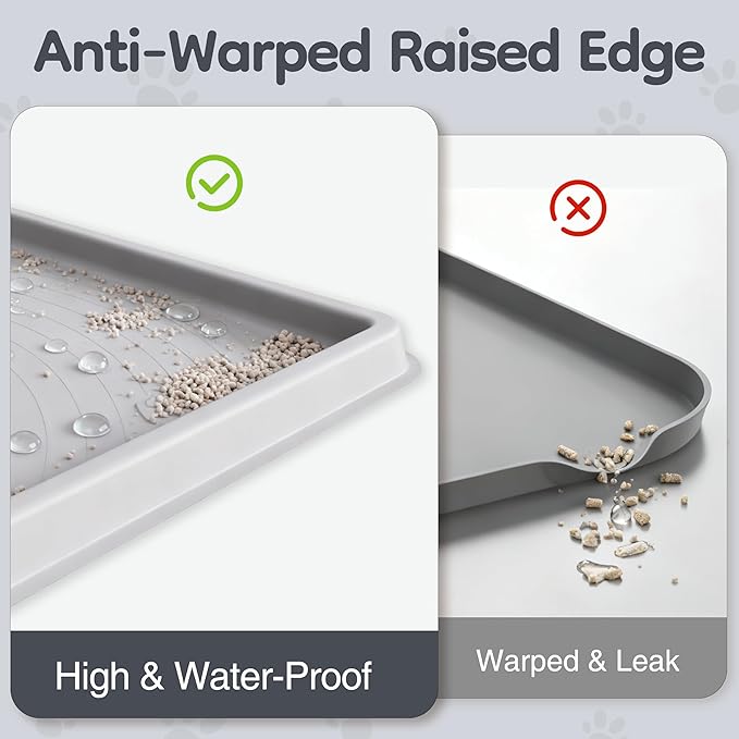 ISSEVE Cat Litter Mat 54" x 27.5" XXL, Extra Large Silicone Mat for Litter Box, 1.38" Raised Edge Urine Proof Litter Trapping Mat Pad for Scatter Control, Soft on Kitty Paws, Protect Floor (Grey)