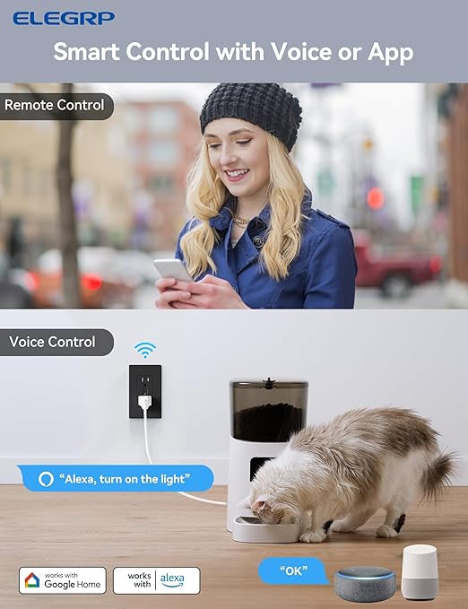 ELEGRP Smart in-Wall Outlet, 2.4GHz Wi-Fi Smart Receptacle Compatible with Alexa and Google Assistant, Tamper Resistant, 2 Individually Controlled Outlets, No Hub Required, UL Listed, Black, 2 Pack