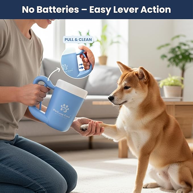 Dog Paw Washer Kit - Includes Paw Cleaner Cup, Towel, Pet Bath Brush & Moisturizing Balm - Dog Foot Washer for Muddy Paws, ideal for Small & Medium Dogs (Blue, Small)