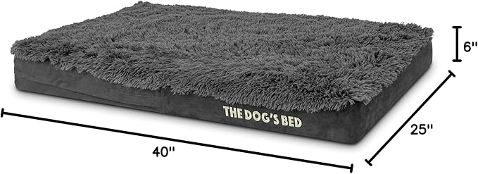 The Dog’s Bed Orthopedic Memory Foam Dog Bed, Large Grey Fur, Pain Relief for Arthritis, Hip & Elbow Dysplasia, Post Surgery, Lameness, Supportive, Calming, Waterproof Cover