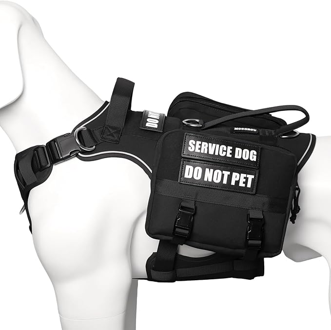 Service Dog Vest with Pockets,Large Dog Harness and Removable Backpack for Training Hiking,Pet Vest with Handle&Molle System for Patches,Black L