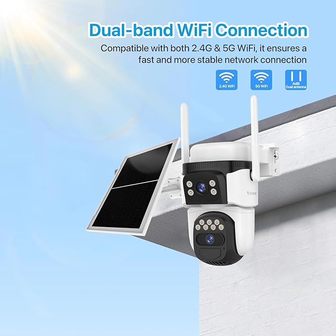 VSTARCAM 2K Dual Lens Security Camera Outdoor WiFi Camera for Home Security Home Survaillance Outdoor, 2.4G WiFi PTZ 2-Way Audio Auto Tracking Night Vision 360° View Cloud/SD Storage IP66 Weatherproof