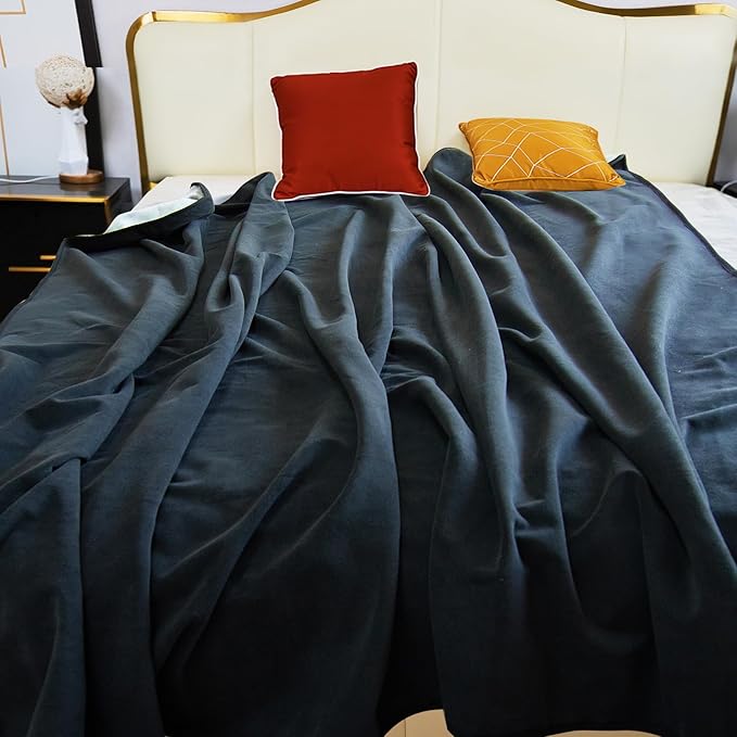 Waterproof Blanket for Bed Couch Sofa, 60"x80" Reversible & Washable, Waterproof Blanket Queen Size, Water Resistant Twin Bed Blankets, Leakproof (Black/Light Grew)