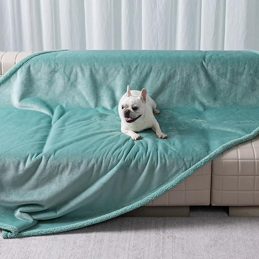 Green Dog Blanket for Pet Bed Cover Reversible Waterproof Puppy Fleece Blankets Leakproof Sofa Couch Cover Doggie Cat Pet Blanket for Warm Fluffy Washable Mat-Green,XL