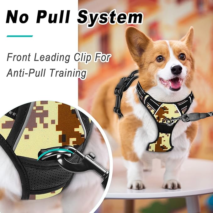 BARKBAY No Pull Dog Harness Large Step in Reflective Dog Harness with Front Clip and Easy Control Handle for Walking Training Running(Desert camo,M)