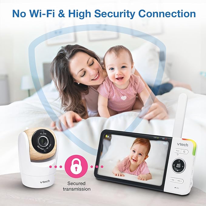 VTech VM919HD (Upgraded) Video Monitor with 7'' 720p Screen,360 Panoramic Viewing, 110 Wide-Angle View,Night Vision, Up to 1000ft Range, Secured Transmission No WiFi