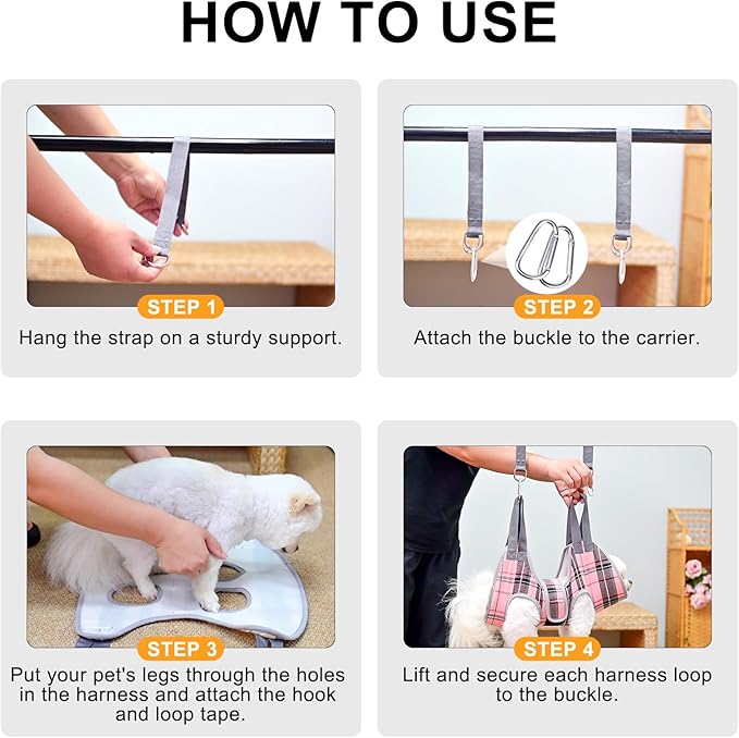 BEAUTYZOO Dog Grooming Hammock for Small Dogs Cat- Dog Sling for Nail Trimming/Clipping- Dog Hanging Harness Holder with Thick Fabric Neck Support & Strap Restraint Claw Care, Pink M