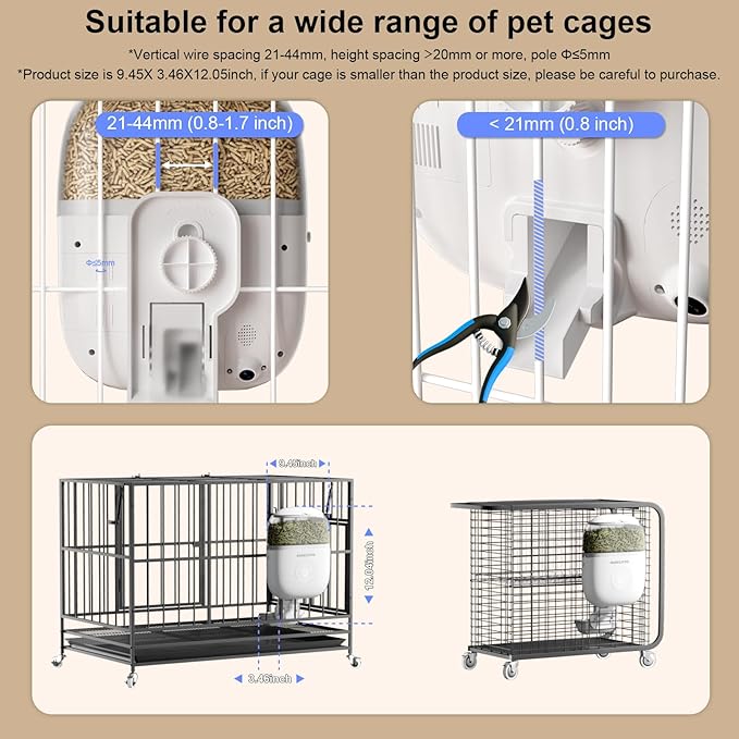 Hanging Automatic Rabbit Feeder with 1080P HD Camera,WiFi Smart APP Control 1-10 Meals A Day, 62oz Storage, Multiple Pet Cage Compatibility, Small Animal Food Dispenser for Bunny Chinchilla Guinea Pig