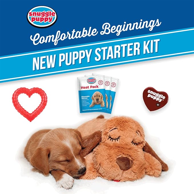 SmartPetLove Original Snuggle Puppy Essentials Starter Kit - Heartbeat Puppy for Dogs - Calming Aid with 3 Heat Packs, Puppy Teething Toy, Dog Chew Toy and Dog Blanket