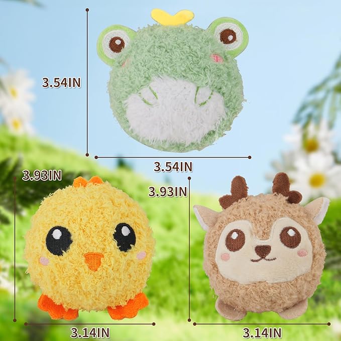 D KING D KING 3Pack Squeaky Dog Balls,2 in1 Funny Puppy Ball Toys,Birthday Dog Toy for Small Medium Dogs (Farm Ball)