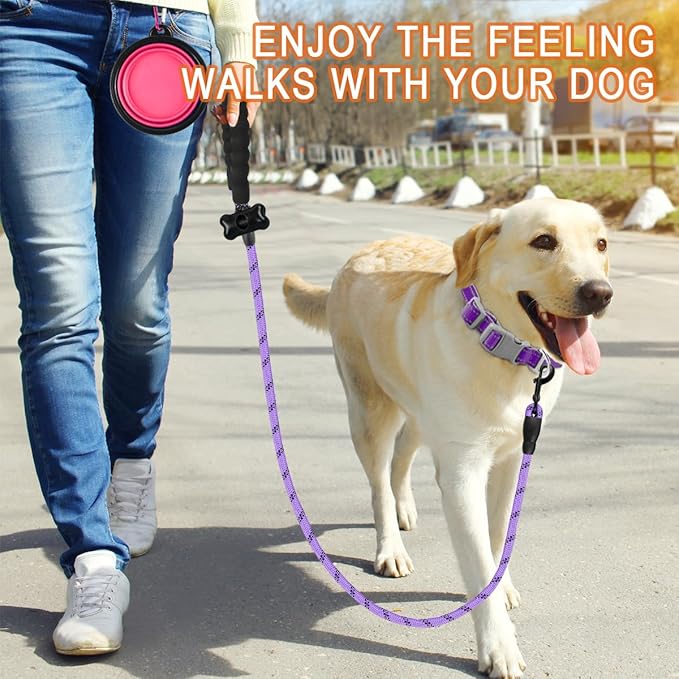 BARKBAY Dog Leashes for Large Dogs Heavy Duty Dog Leash 4/5/6 FT with Comfortable Padded Handle and Highly Reflective Threads for Medium Large Dogs Walking Training Running (5FT-1/2,Violet Purple)