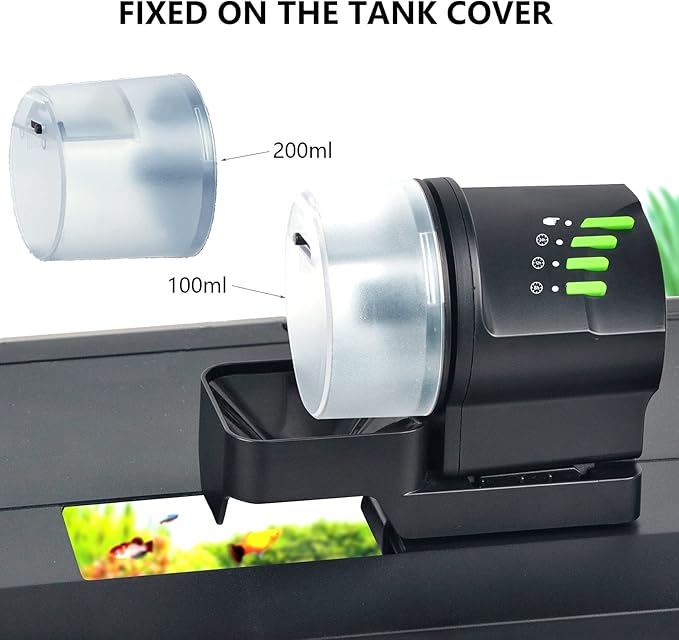 DXOPHIEX Automatic Fish Feeder Food Dispenser Vacation Fish Feeder Powered by Battery and USB for Aquarium and Turtle Tank