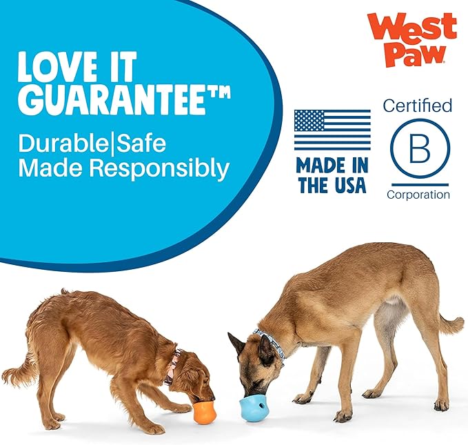 WEST PAW Toppl Durable Dog Treat Puzzle Toy for Medium to Large Dogs- Engaging Interactive Chew Toy for Mental Stimulation, Slow Feeding- 3/4 Cup Capacity - River Blue, Large