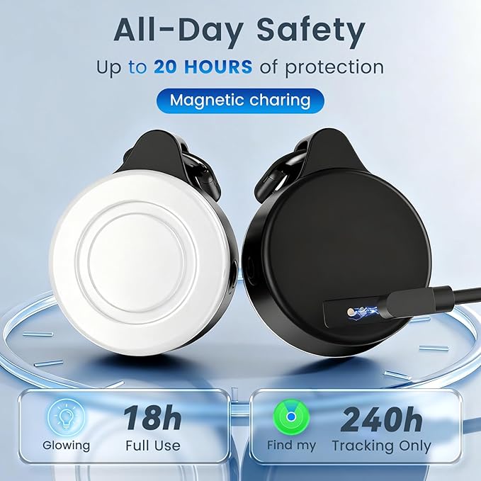 Dog Light with GPS Tracker, Anti-Lost Waterproof Dog Collar Light for Night Walking, Camping, 6 Modes IP68 Rechargeable LED Pet Tracking Lights, Work with Apple Find My, No Monthly Fee(iOS only)