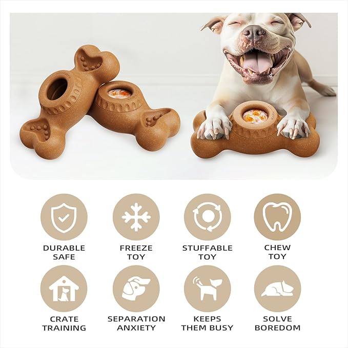 SHINKAI Refillable Frozen Dog Toy to Keep Them Busy - Tough Chew Toys for Aggressive Chewers, Indestructible for Medium & Large Dogs, Reduces Anxiety & Destructive Behavior
