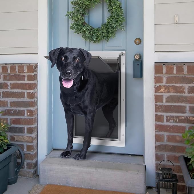 Baboni 3-Flaps Pet Door for Interior and Exterior Doors, Steel Frame and Telescoping Tunnel, Strong and Durable Dog Door(Pets Up to 220 Lb) -X-Large