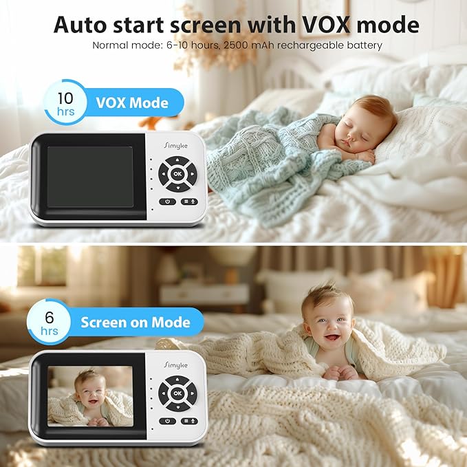Dual Mode Baby Monitor,1080p Video APP,2.8'' IPS Screen,10-Hour Streaming,Smart AI Humanoid&Cry Detection,Camera&Audio,Two-Way Talk,Night Vision,Lullaby,1500ft Long Range,Video playback&storage