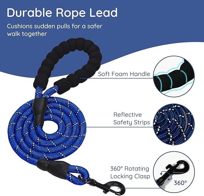 BELLA & PAL Step in Vest Harness for Small and Medium Dogs, No Pull Small Dog Harness with Leash Set, Comfortable Air Mesh Dog Vest Harness with Reflective Strip (Sapphire(Round Rope), XS)