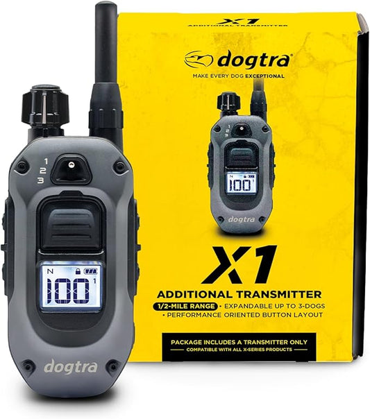 Dogtra X-Series X1 E-Collar Remote Transmitter Only (Compatible with 280X) 10 lbs+, 1/2 Mile Range, LED Light, 100 Levels of Precise Control for Stubborn Dogs, Waterproof, Boost for Quick Recall
