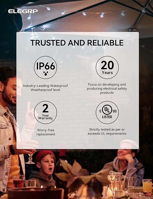 ELEGRP PQR20 Outdoor Smart Plug Waterproof IP66, WiFi Plug with 2 Individually Sockets, Compatible with Alexa & Google Assistant, Smart Outdoor Outlet for String Lights, UL Certified, 2 Pack, Black