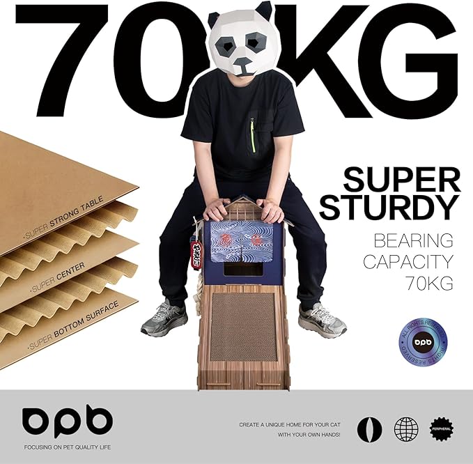 Cardboard Cat House for Indoor,Cat Scratcher House,Cat Birthday Gifts(29.5inx28.5inx18in),Double Cat Bed.