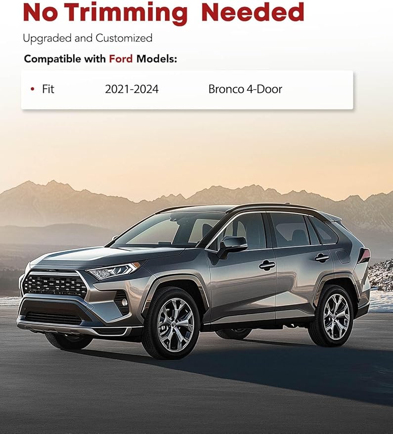 YHTAUTO Cargo Mat Compatible with 2021-2026 Ford Bronco 4-Door Trunk Mat TPE All Weather Floor Liner Odorless Custom Fit Cargo Liner for Bronco Accessories