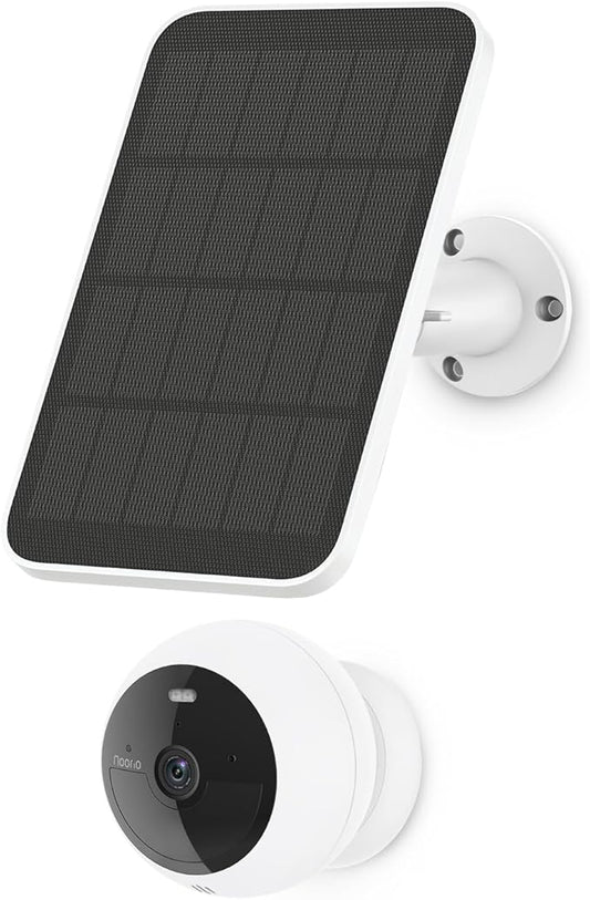 Noorio Home Security System with B200 1080p Wireless Security Camera x1, Solar Panel x1, AI Motion Detection WiFi Indoor Camera, Color Night Vision, 2-Way Talk, Compatible with Alexa