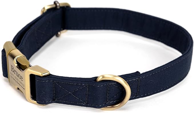 Personalized Dog Collar with Name and Phone Number Engraved,Adjustable Custom Puppy Collar,Organic Cotton Pet Collar for Small Medium Large Boy Girl Dogs