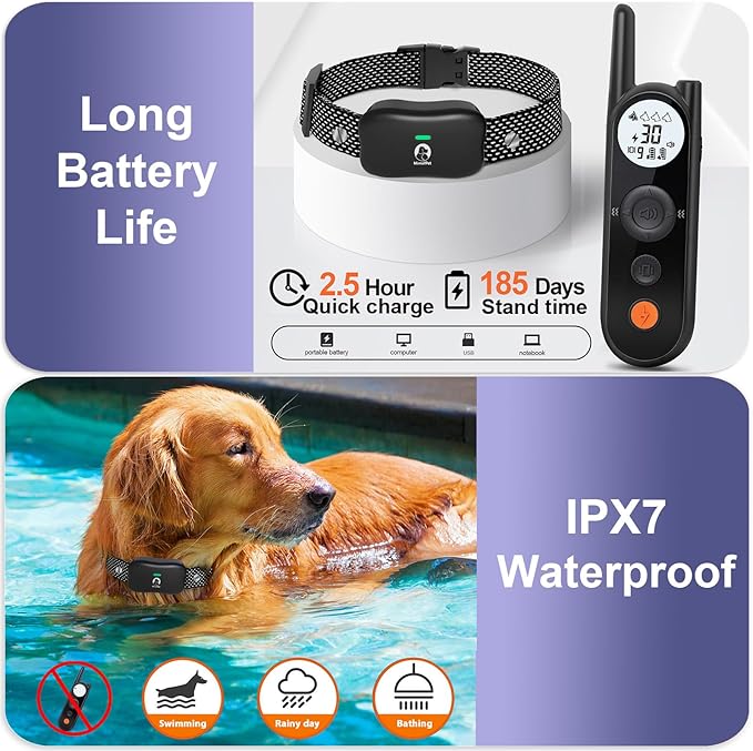 MIMOFPET Wireless Dog Fence for 2 Dogs - Covers up to 856-Acre Electric Fence,6000FT Waterproof Collar with Remote,Rechargeable Pet Containment System with 3 Training Modes for Large Medium Dogs