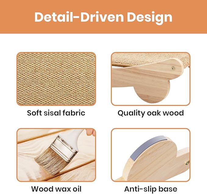 Ordora Cat Scratcher & Mat Set: 31.5" Extra Large Cat Scratch Pad&Bed – Cat Wall Scratcher Protects Sofas and Furniture – Ideal for Indoor Cats to Scratch and Rest