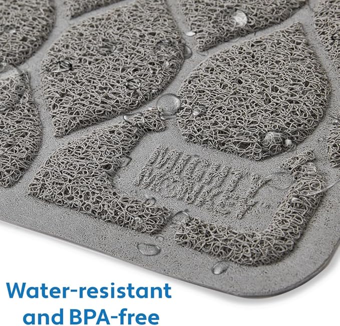 MIGHTY MONKEY Waterproof BPA Free Cat Litter Box Trapping Mat, Easy Clean Floors, Textured Backing, Soft on Sensitive Kitty Paws, Cats Accessories, Less Waste, Stays in Place, 24x17, Slate Gray