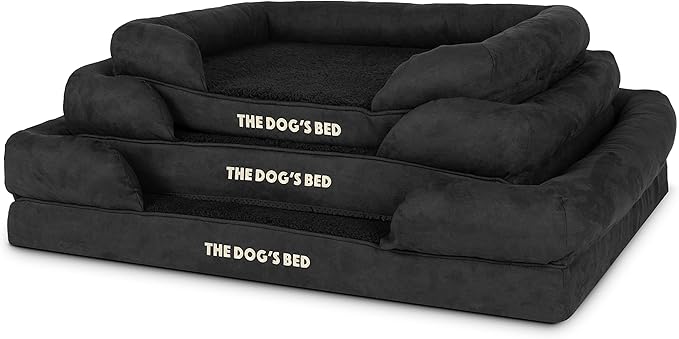 The Dog’s Bed, Medium Black Faux PL, Memory Foam, Pain Relief: Arthritis, Hip & Elbow Dysplasia, Post Surgery, Lameness, Supportive, Calming, Washable Cover, Veterinary Approved
