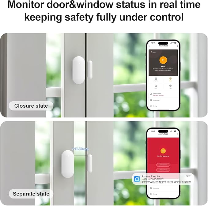 Home Security Systems,Door & Window Alarms for Home Kit,WiFi+GSM/4G Door/Window Alarm,Motion Sensors,SOS Button,Remote orSmart Life Tuya APP Control,for Apartment Kids Safety NO Monthly Fees,