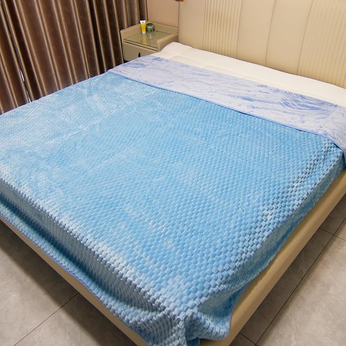 Water Resistant Blanket for Bed, 80"x90" Leakproof & Pet Friendly - King Size Waterproof Blanket, Reversible Large Water Resistant Throw (Sky Blue/Pale Blue)