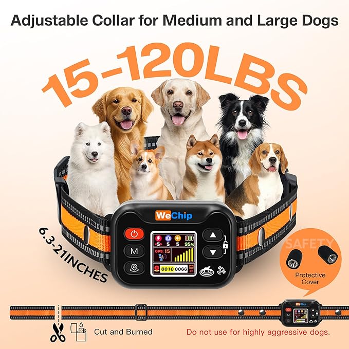 WeChip Wireless Dog Fence Collar, GPS Pet Containment System, Rechargeable, Waterproof, for Dogs 15-120 lbs