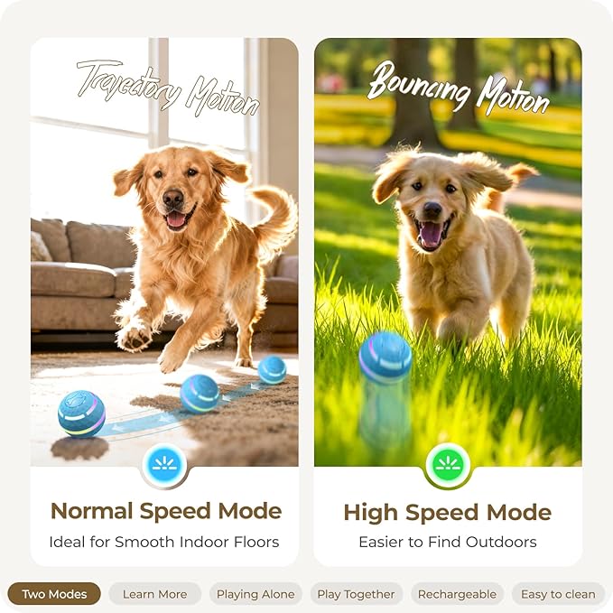 Apasiri Interactive Dog Toys: Automatic Moving Dog Balls with LED Lights, Puppy Toy to Keep Them Busy, Duraspin Dog Ball for Small,Medium,Large Dogs, Dog Toys for Aggressive Chewers,Rechargeable(Blue)