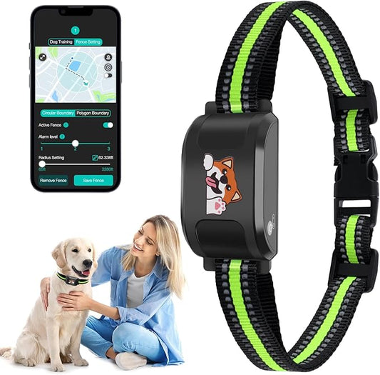 GPS Wireless Dog Electronic Fence & Dog Training Collar, Waterproof Rechargeable Collar with GPS Tracker,Customizable Boundaries via App, No Subscription Required, One Size Outdoor (Black)