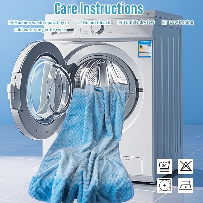 Water Resistant Blanket for Bed Couch Sofa, Cat/Dog Blanket Waterproof Washable, Small Cozy Reversible Furniture Protector, Leakproof Throw (40"x60", Sky Blue/Pale Blue)