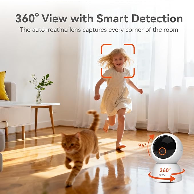 Indoor Camera Wireless, 3K Indoor Camera No Subscription,360° Motion Detection Room Cameras for Google TV, 5G Wireless Cameras with 2-Way Audio, Security Cameras for Baby and Pet