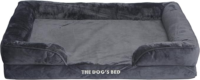 The Dog’s Bed, Orthopedic Standard Foam Waterproof Dog Bed with Standard Support, XL Grey Plush, Waterproof, Supportive Dog Bed with Replaceable Covers, Veterinary Approved