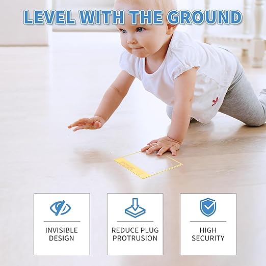 Vagueior Recessed Flat Hidden Floor Electrical Outlet Kit,Hidden Duplex 15A Tamper-Resistant Receptacle Outlet and 2.1A USB Port，Waterproof Electrical Outlet Covcer Box,Gold